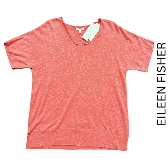 Eileen Fisher NWT Organic Linen & Cotton Boxy Silhouette Tunic Tee Petite Large - Picture 1 of 7